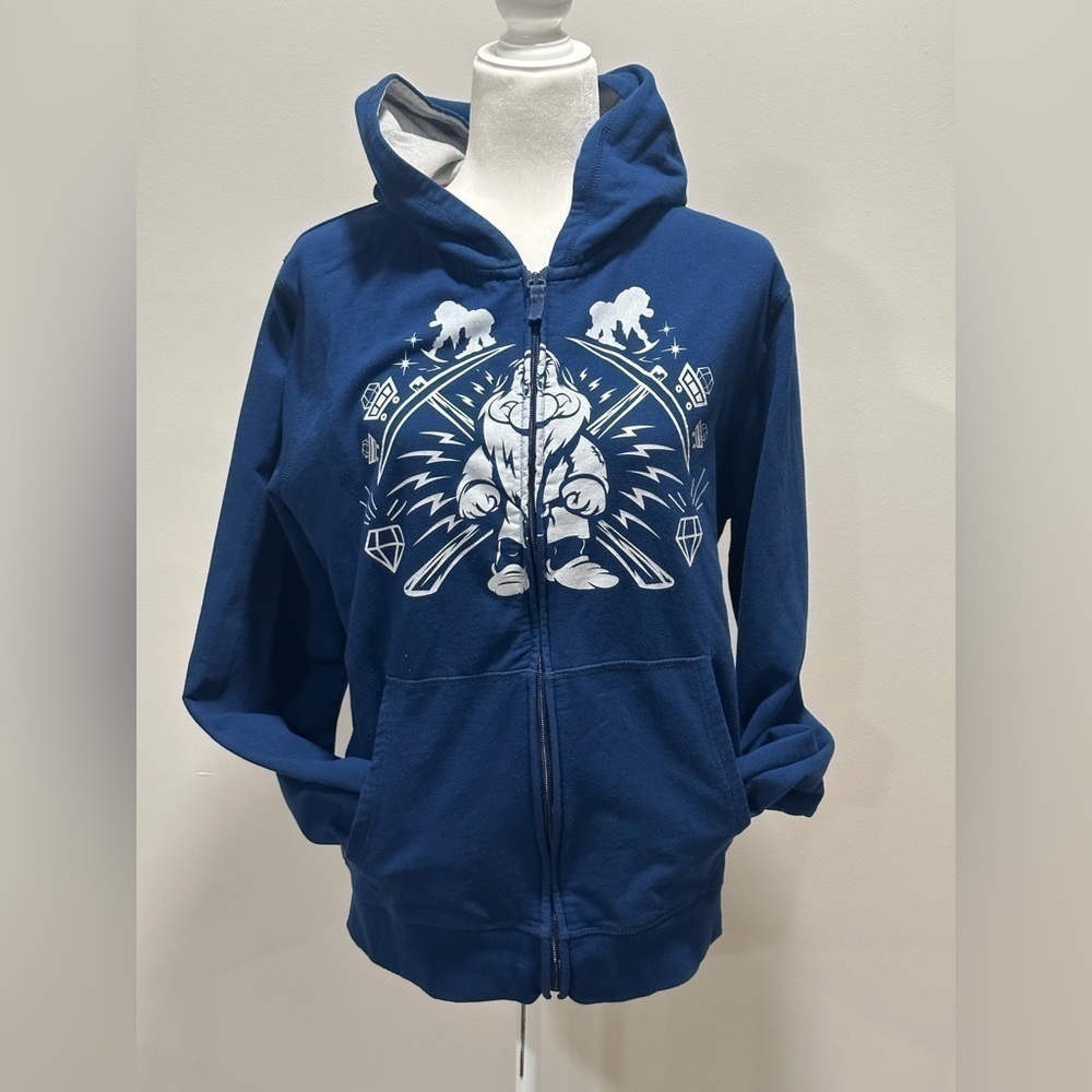 Disney Grumpy Blue Hoodie Full Zip Size Medium
